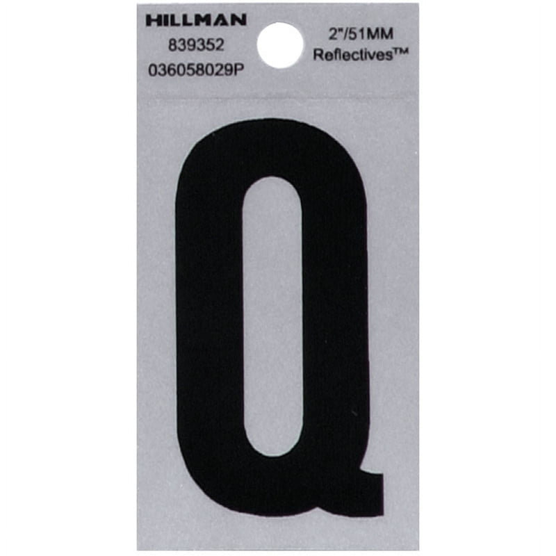 Hillman 2 in. Reflective Black Vinyl Self-Adhesive Letter Q 1 pc