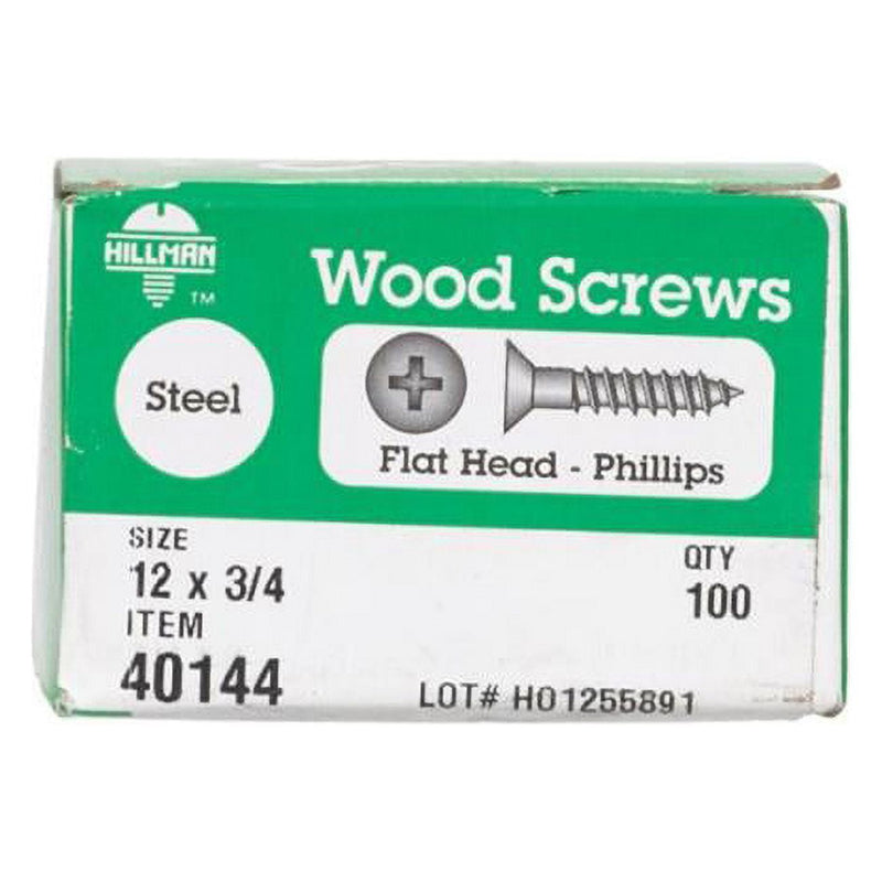 Hillman No. 12 X 3/4 in. L Phillips Zinc-Plated Wood Screws 100 pk