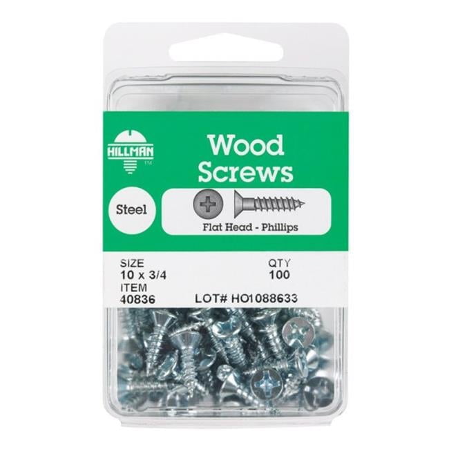 Hillman No. 10 X 3/4 in. L Phillips Zinc-Plated Wood Screws 100 pk