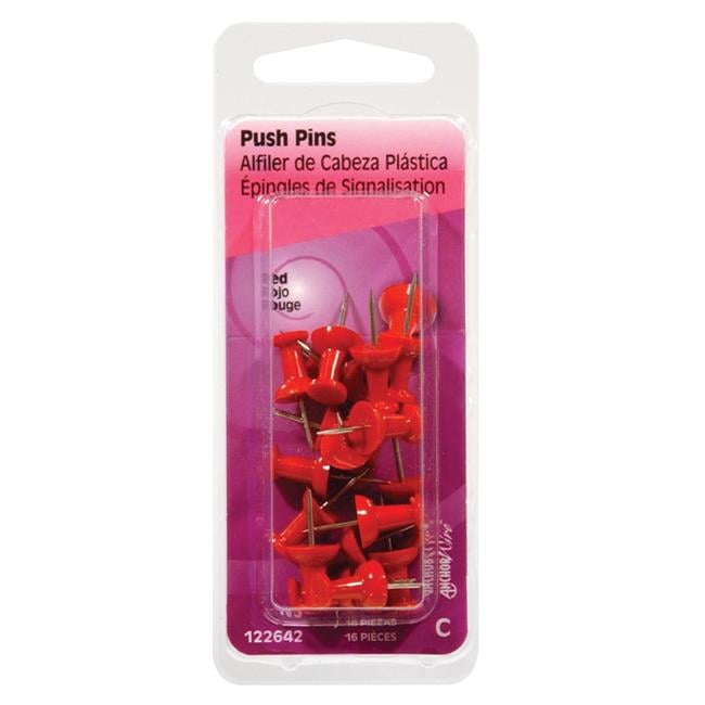 Hillman Red Push Pins 16 pk