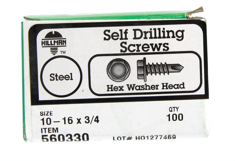 Hillman No. 10-16 X 3/4 in. L Hex Washer Head Self- Drilling Screws 100 pk