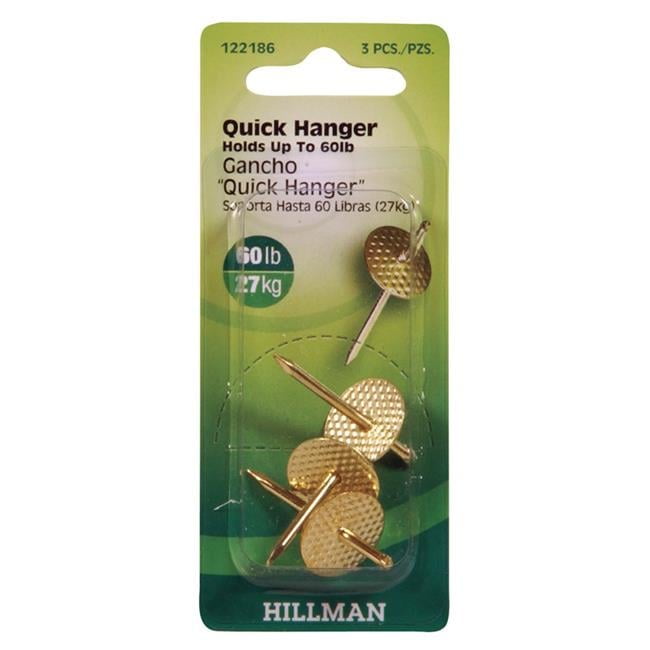 Hillman Brass-Plated Gold One Piece Quick Hanger 60 lb 3 pc