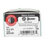 Hillman No. 14 X 3/4 in. L Slotted Hex Washer Head Sheet Metal Screws 100 pk