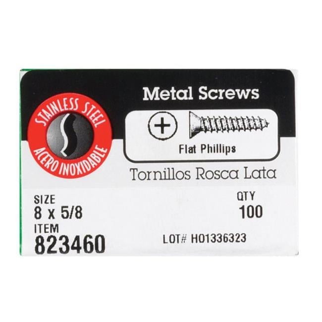 HILLMAN No. 8 in. X 5/8 in. L Phillips Flat Head Sheet Metal Screws 100 pk