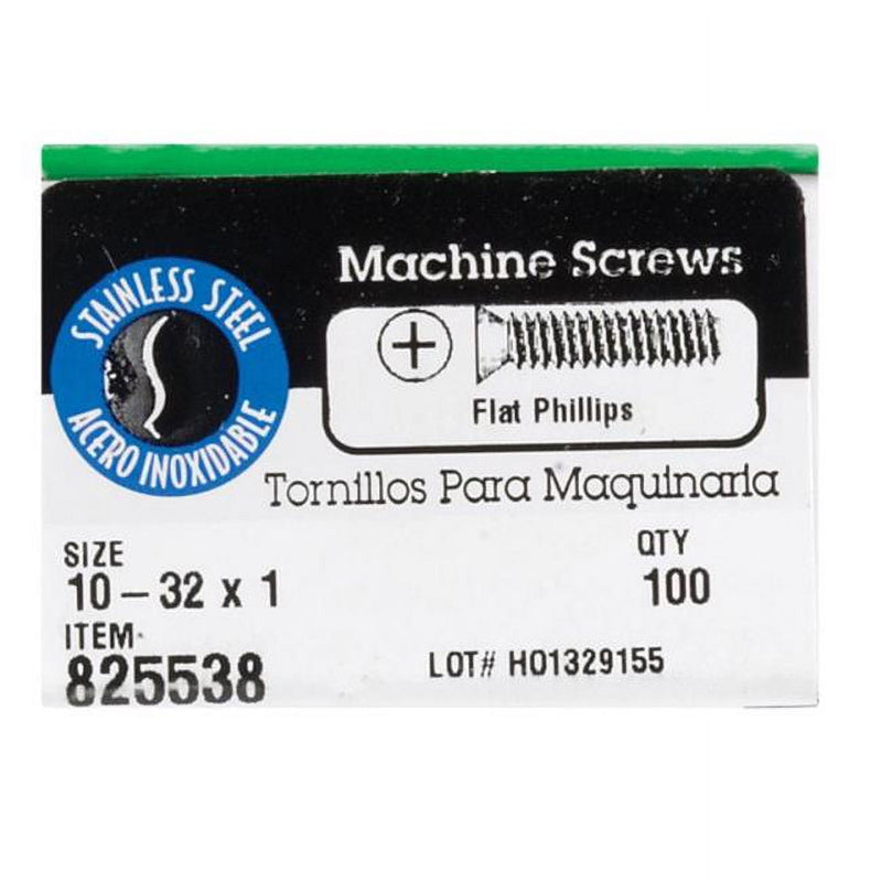 HILLMAN No. 10-32 in. X 1 in. L Phillips Flat Head Stainless Steel Machine Screws 100 pk