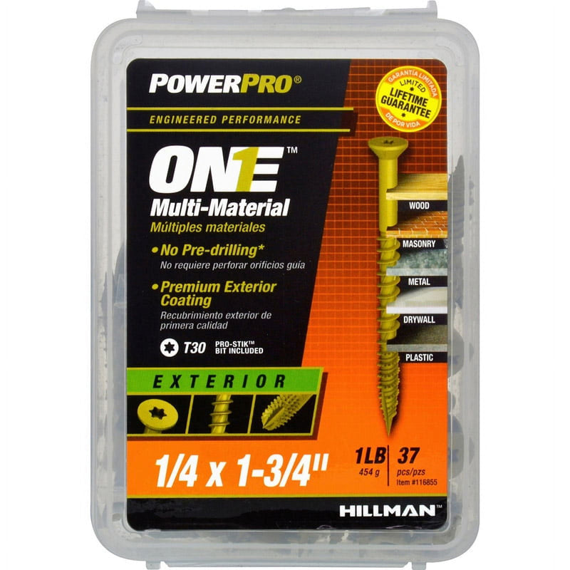 HILLMAN POWERPRO ONE 1/4 in. X 1-3/4 in. L Star Flat Head Multi-Material Screw 1 lb 37 pk