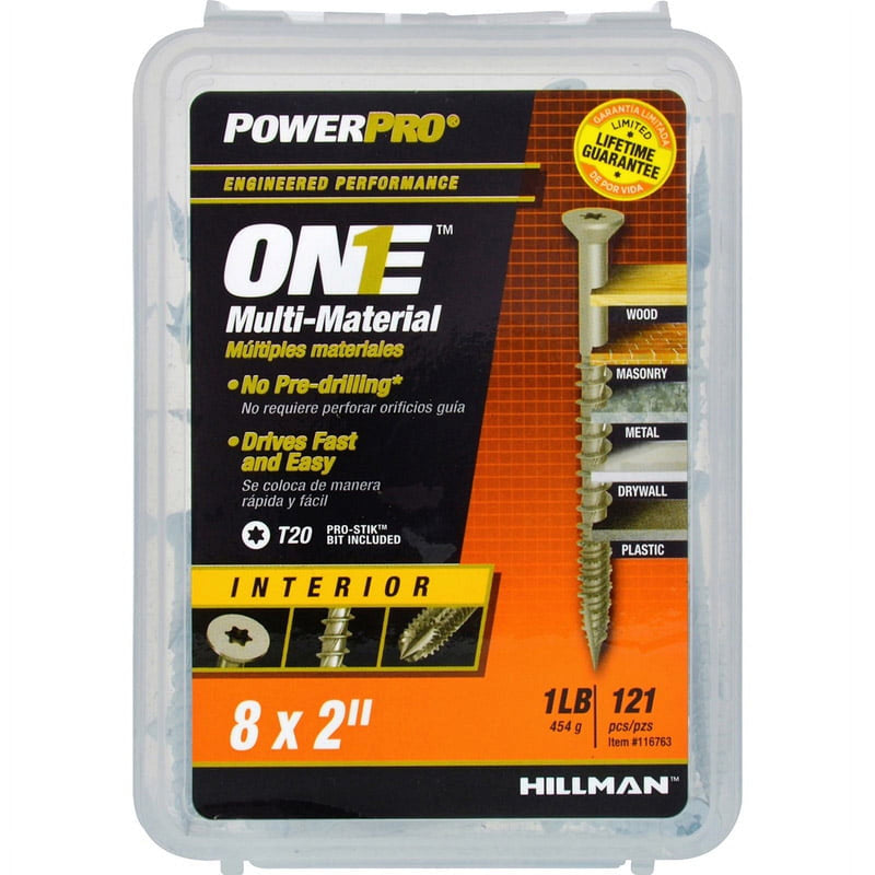 HILLMAN POWERPRO ONE No. 8 X 2 in. L Star Flat Head Multi-Material Screw 1 lb 121 pk