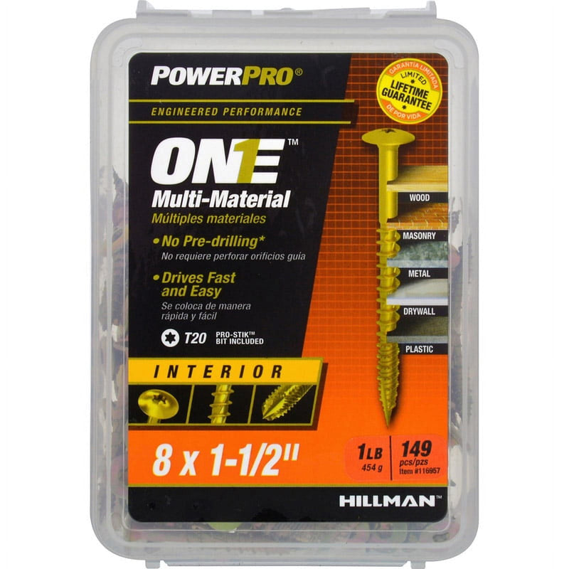 HILLMAN POWERPRO ONE No. 8 X 1-1/2 in. L Star Wafer Head Multi-Material Screw 1 lb 37 pk