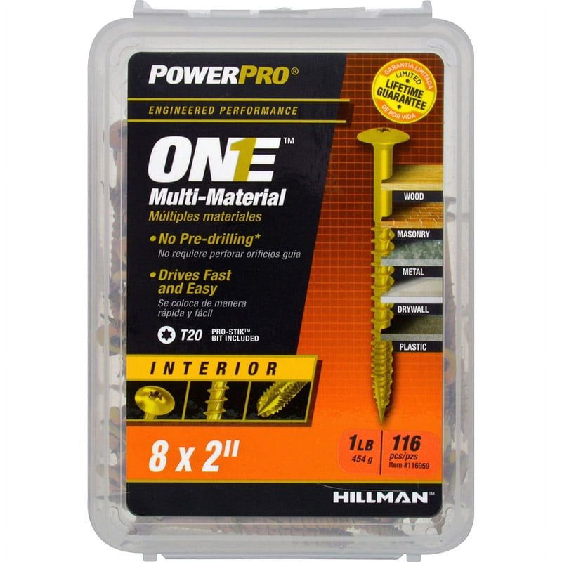 HILLMAN POWERPRO ONE No. 8 X 2 in. L Star Wafer Head Multi-Material Screw 1 lb 116 pk