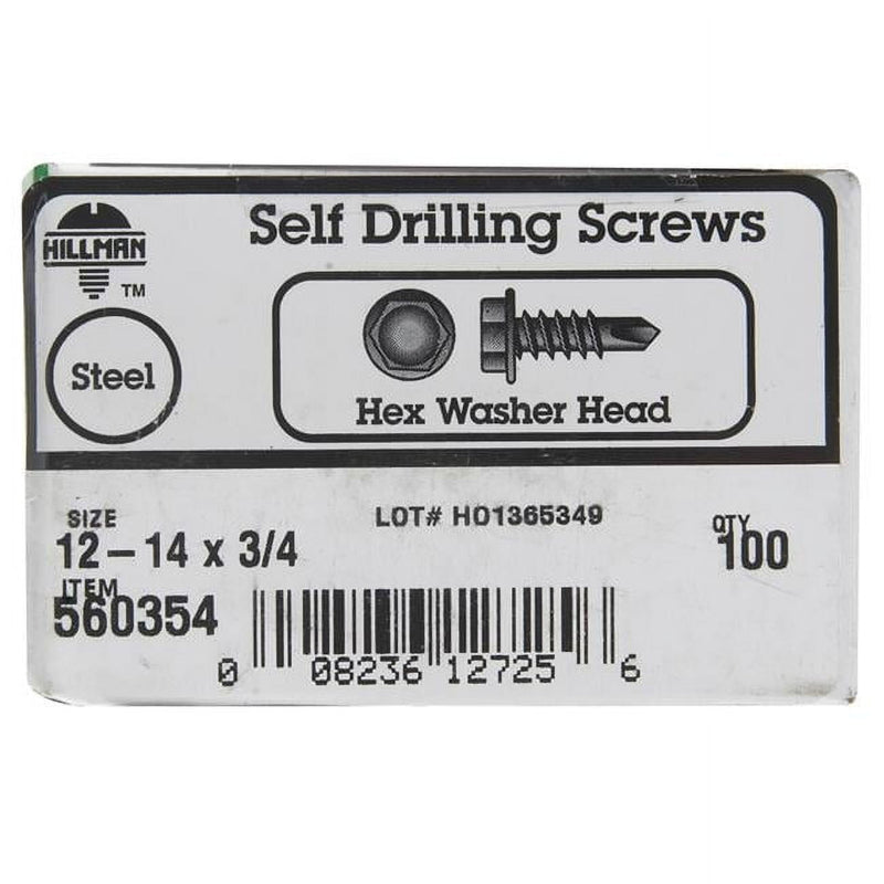 Hillman No. 12-14 X 3/4 in. L Hex Washer Head Sheet Metal Screws 100 pk