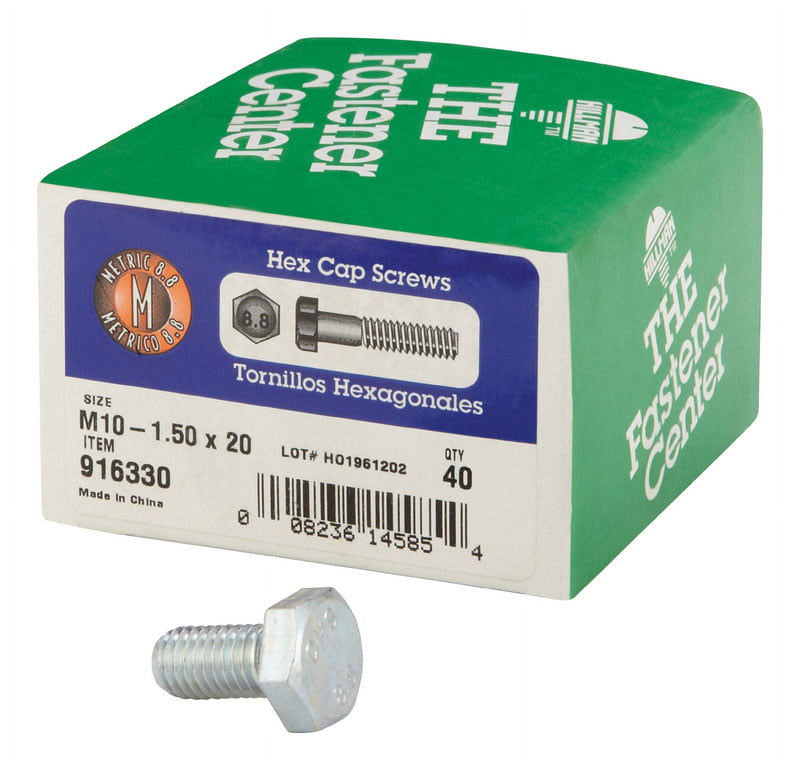 Hillman M10-1.50 mm D X 20 mm L Heat Treated Steel Hex Head Cap Screw 40 pk