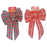 Holiday Trims Assorted 7 Loop Plaid Christmas Bow 8.5 in.