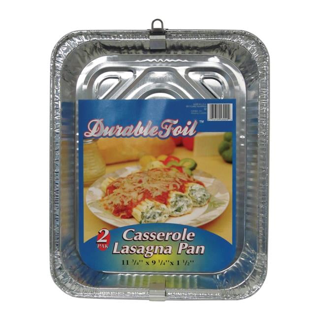 Home Plus Durable Foil 9-1/4 in. W X 11-3/4 in. L Casserole Lasagna Pan Silver 2 pc