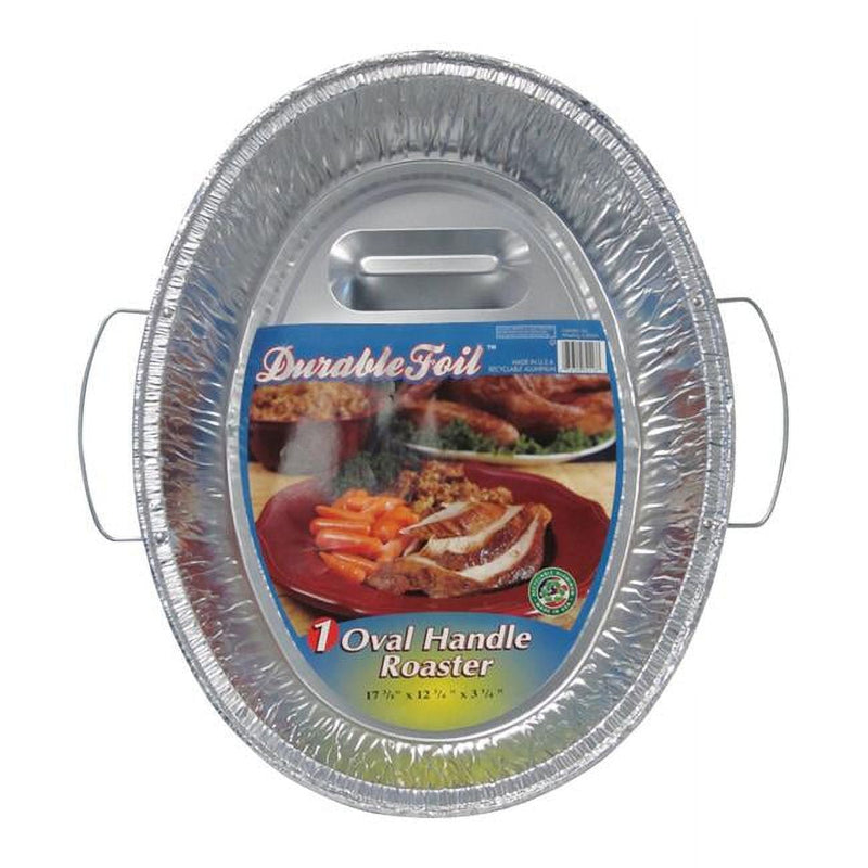 Home Plus Durable Foil 12-3/4 in. W X 17-3/8 in. L Oval Roaster Pan Silver 1 pk