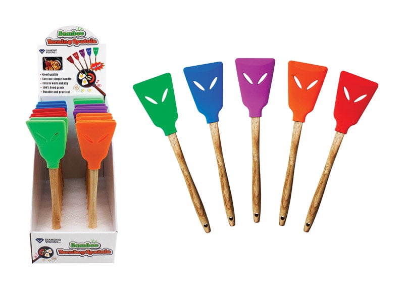 Home Plus Assorted Bamboo/Silicone Slotted Spatula