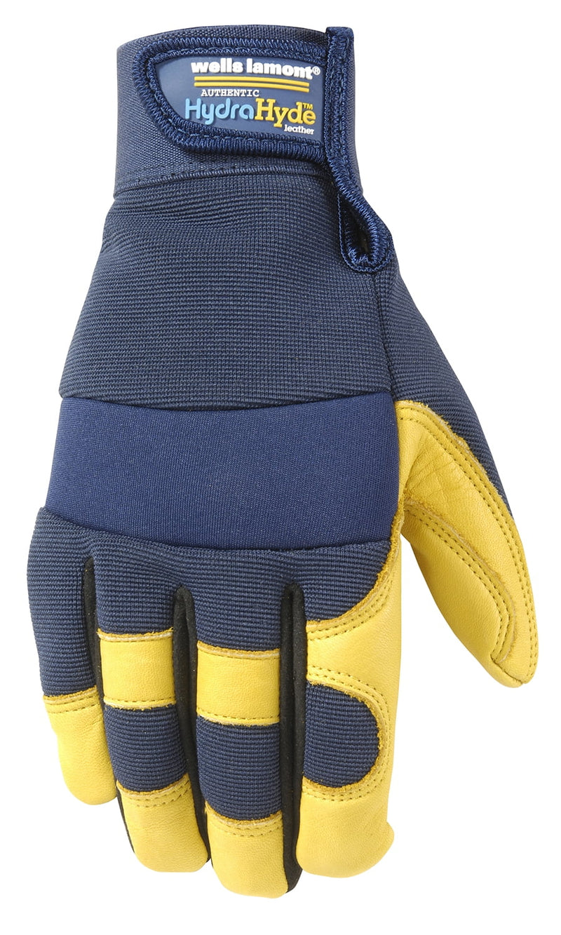 Wells Lamont HydraHyde Men's Water Resistant Work Gloves Blue/Yellow XL 1 pair