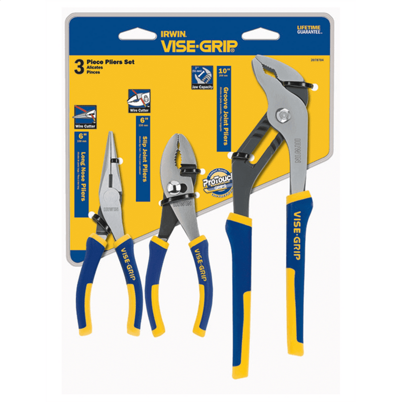 Irwin Vise-Grip 3 pc Nickel Chrome Steel Traditional Pliers Set Assorted in. L