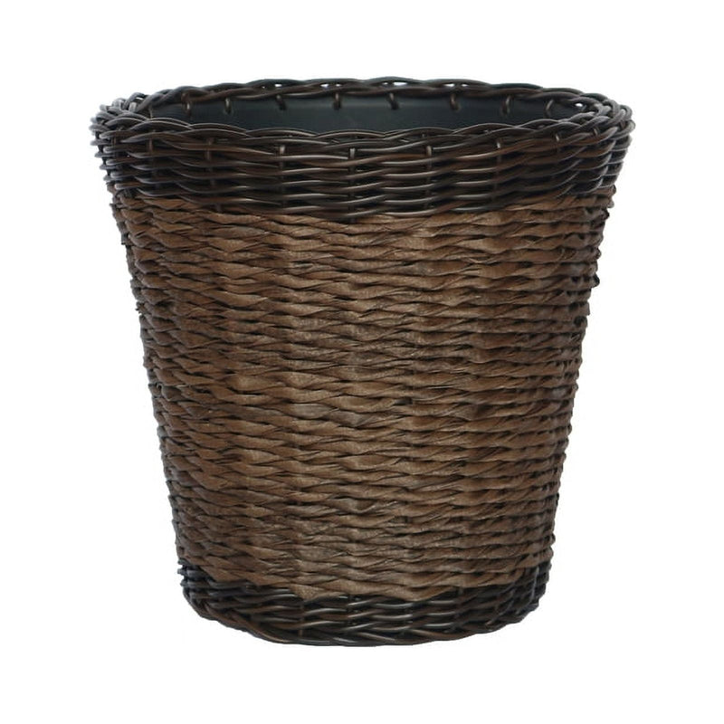 Infinity 13 in. H X 14 in. D Plastic Woven Wicker Planter Brown