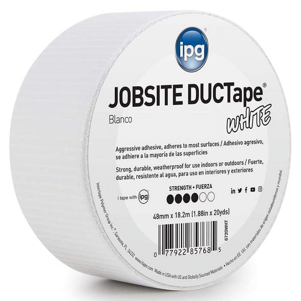 IPG JobSite 1.88 in. W X 20 yd L White Duct Tape