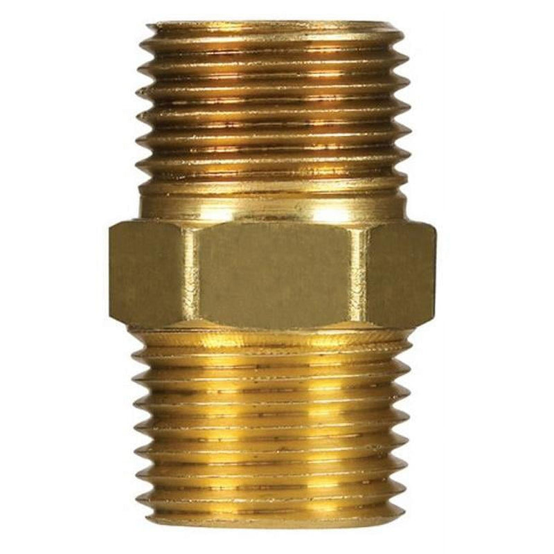 JMF Company 3/8 in. MPT Yellow Brass Hex Nipple