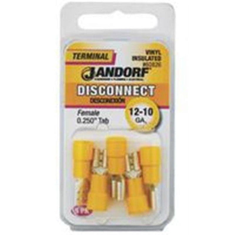 Jandorf 12-10 Ga. Insulated Wire Female Disconnect Yellow 5 pk