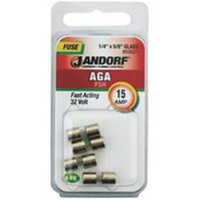 Jandorf AGA 15 amps Fast Acting Fuse 4 pk