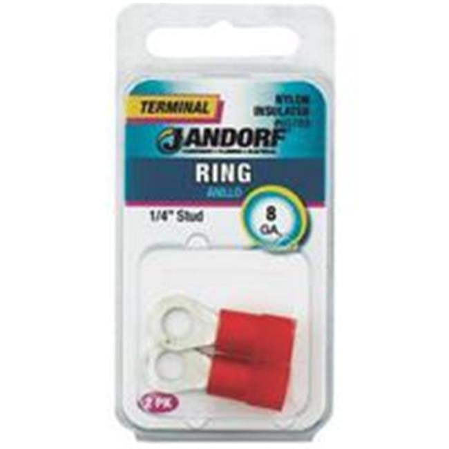 Jandorf 8 Ga. Insulated Wire Terminal Ring Red 2 pk