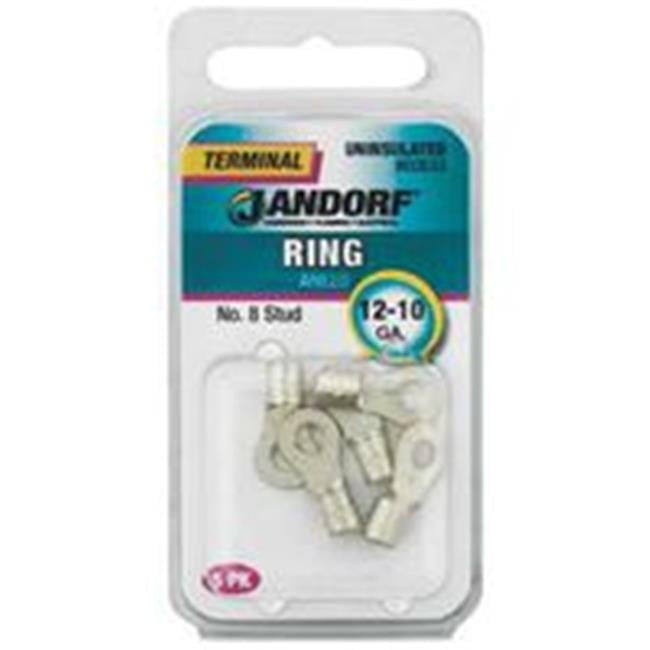 Jandorf 12-10 Ga. Uninsulated Wire Terminal Ring Silver 5 pk