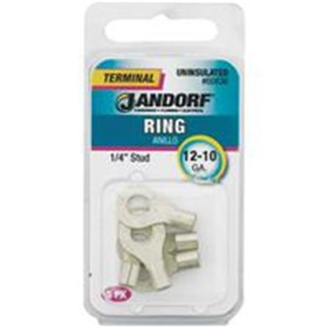 Jandorf 12-10 Ga. Uninsulated Wire Terminal Ring Silver 5 pk