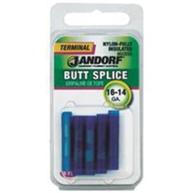 Jandorf 16-14 Ga. Insulated Wire Terminal Butt Splice Blue 5 pk