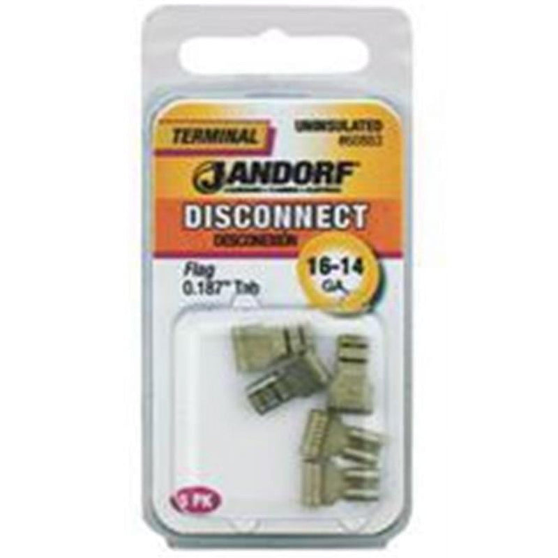 Jandorf 16-14 Ga. Uninsulated Wire Terminal Disconnect Silver 5 pk