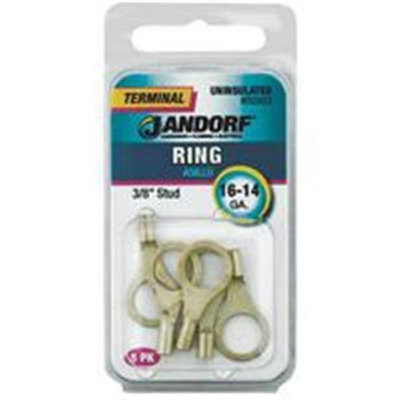 Jandorf 16-14 Ga. Uninsulated Wire Terminal Ring Silver 5 pk