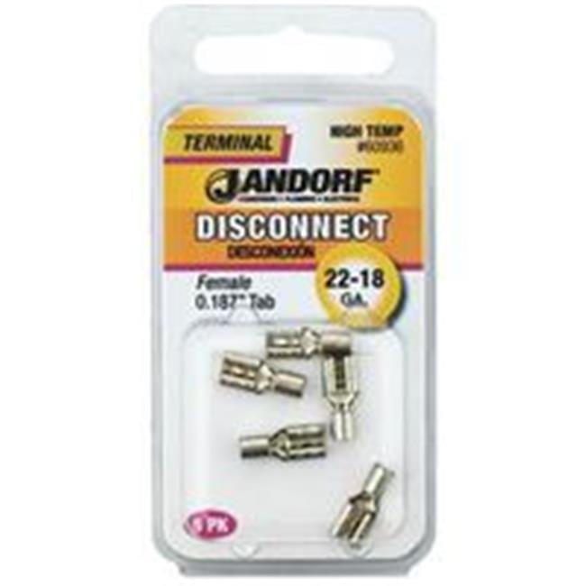 Jandorf 22-18 Ga. Insulated Wire Female Disconnect Silver 5 pk