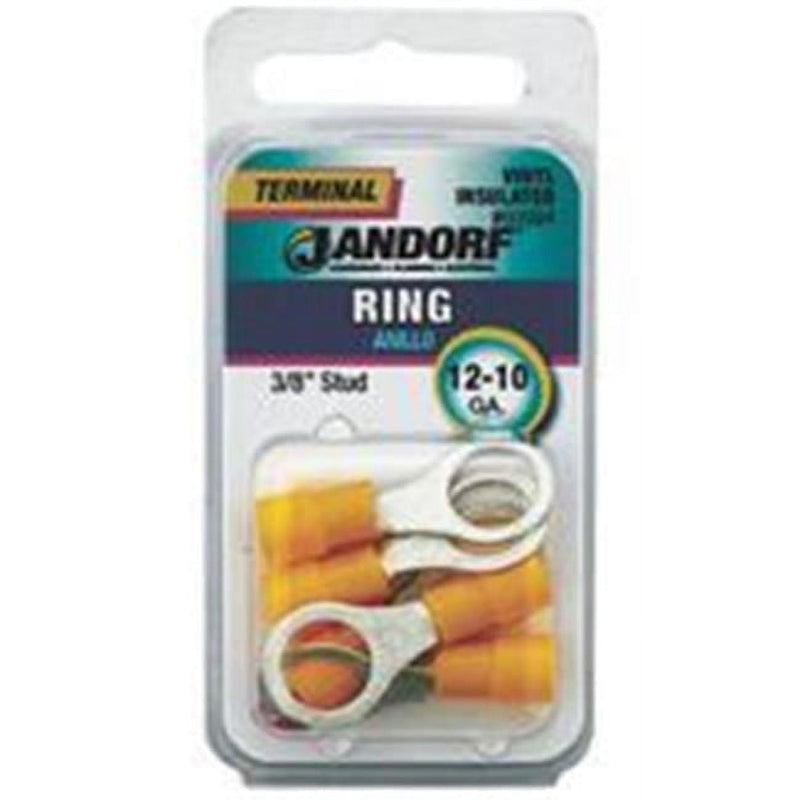 Jandorf 12-10 Ga. Insulated Wire Terminal Ring Yellow 5 pk