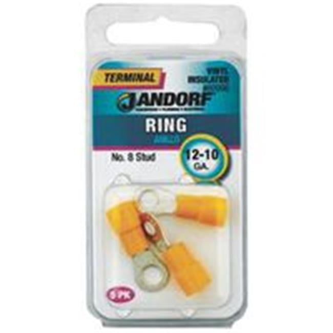 Jandorf 12-10 Ga. Insulated Wire Terminal Ring Yellow 5 pk