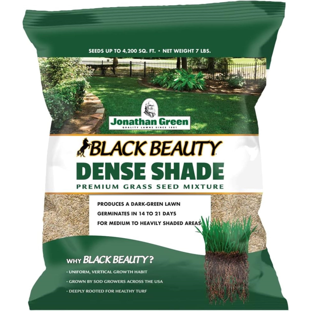 Jonathan Green (10620) Black Beauty Dense Shade Grass Seed - Cool Season Lawn Seed (7 lb)