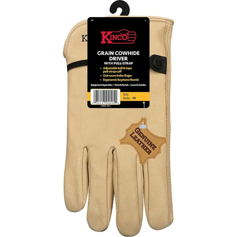 Kinco Men's Indoor/Outdoor Full Grain Driver Gloves Tan M 1 pair