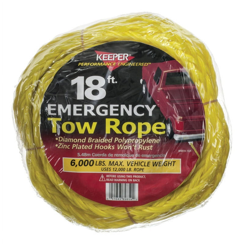 Keeper 7/8 in. W X 18 ft. L Yellow Tow Rope 6000 lb 1 pk