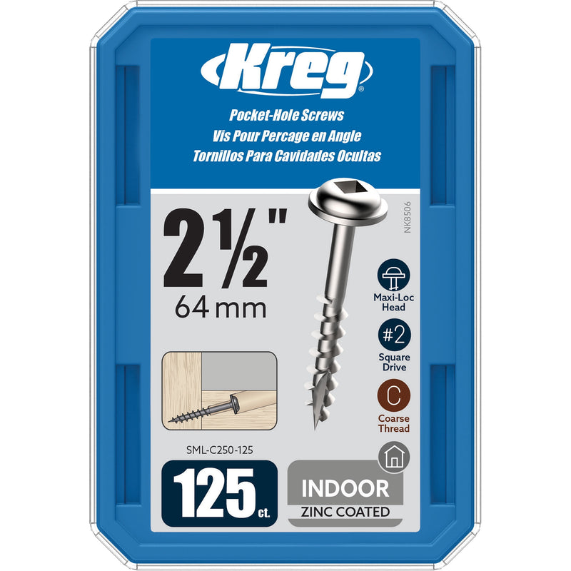 Kreg No. 8 X 2-1/2 in. L Square Pocket-Hole Screw 125 pk