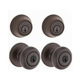 Kwikset SmartKey Security Classic Satin Nickel Entry Knob and Single Cylinder Deadbolt KW1 2-3/4 in.