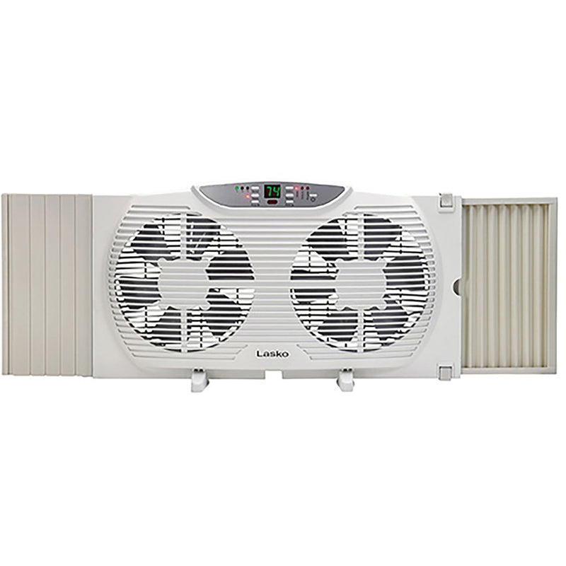 Lasko 12.9 in. H X 9 in. D 3 speed Electronically Reversible Twin Window Fan Remote Control