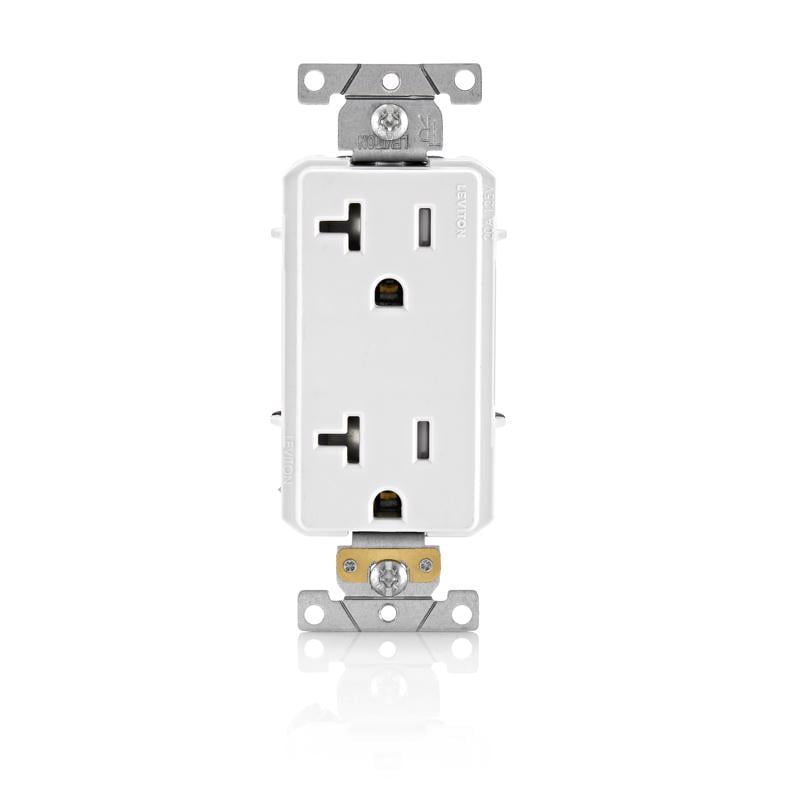 Leviton Decora Plus 20 amps 125 V Duplex White Outlet 5-20R 1 pk