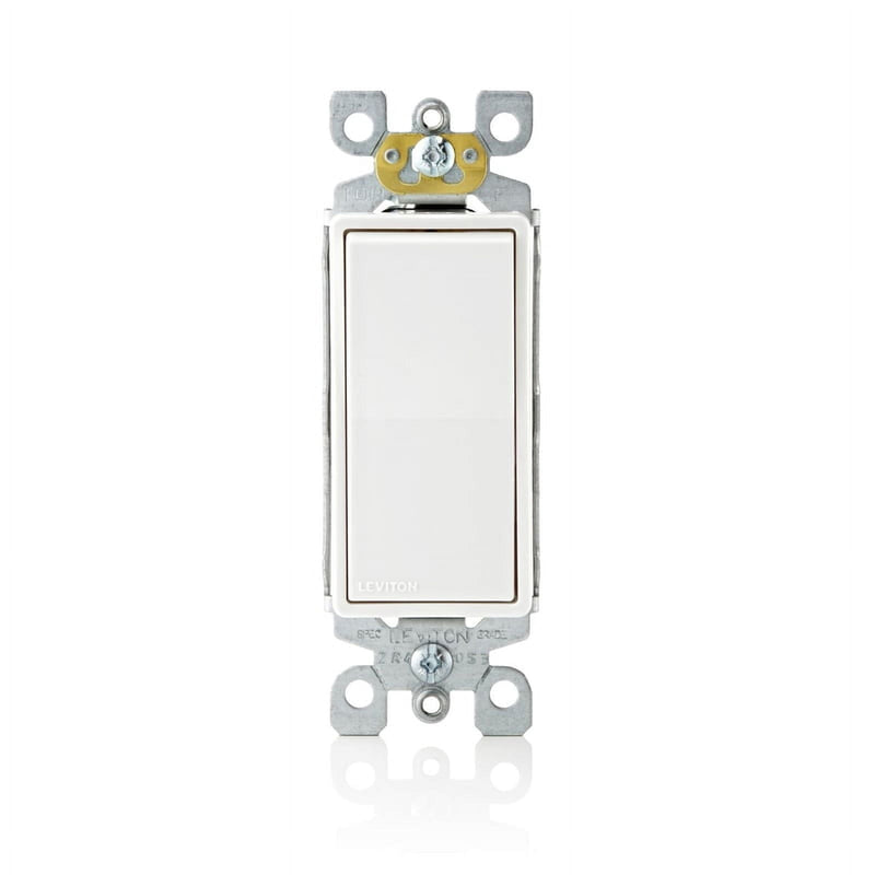 Leviton Decora 15 amps Single Pole Antimicrobial Treated Rocker AC Quiet Switch White 1 pk