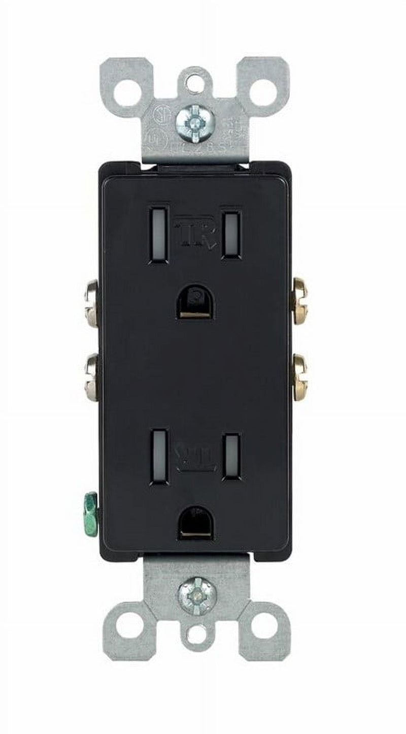 Leviton Decora 15 amps 125 V Duplex Black Outlet 5-15R 1 pk