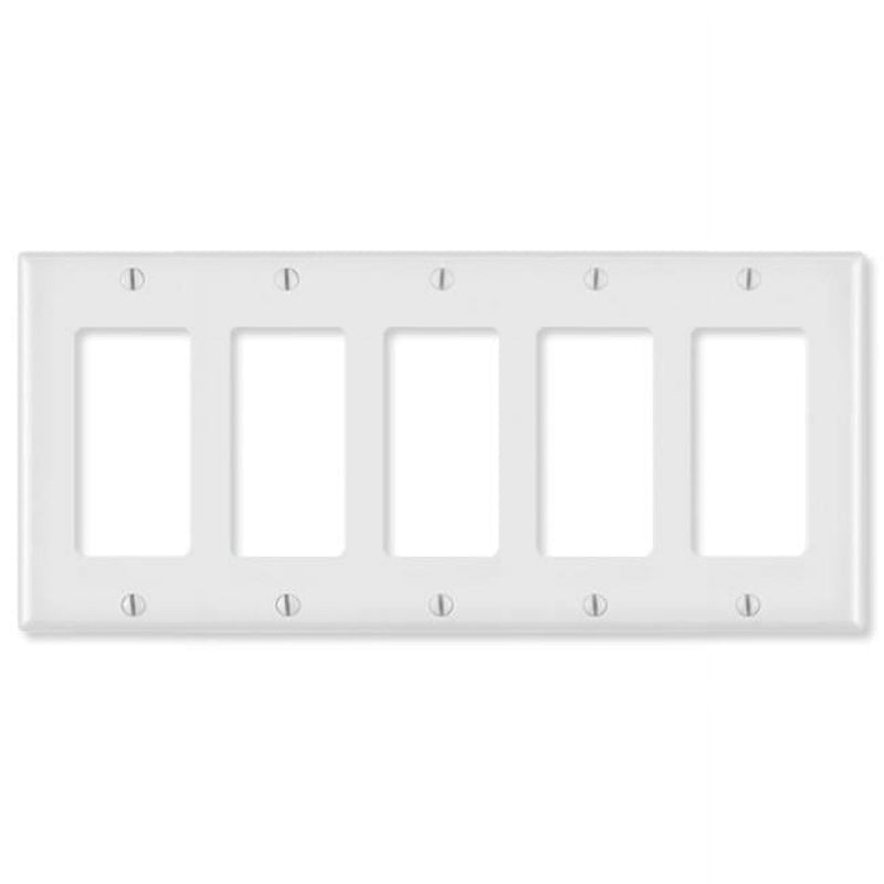 Leviton White 5 gang Thermoset Plastic Decorator Wall Plate 1 pk