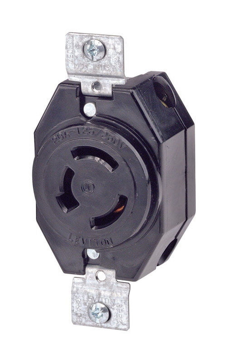 Leviton 20 amps 125/250 V Black Locking Receptacle 1 pk