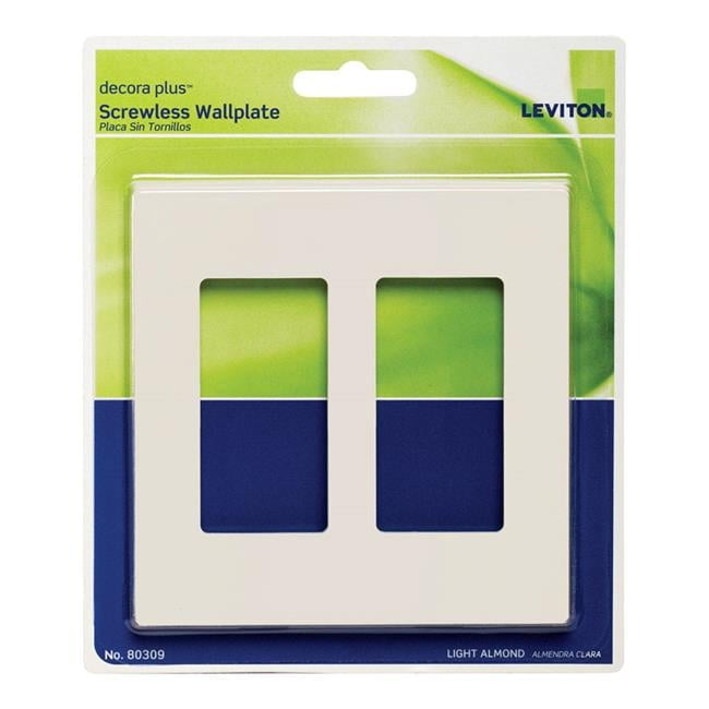 Leviton Decora Plus Almond 2 gang Polycarbonate Decorator Screwless Wall Plate 1 pk