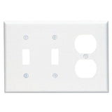 Leviton White 3 gang Plastic Duplex/Toggle Wall Plate 1 pk