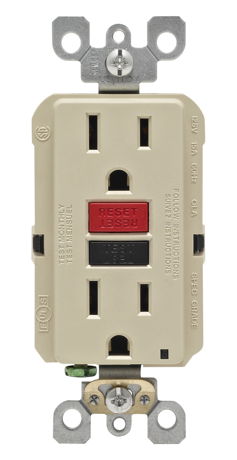 Leviton SmartlockPro 15 amps 125 V Duplex Ivory GFCI Outlet 5-15R 1 pk