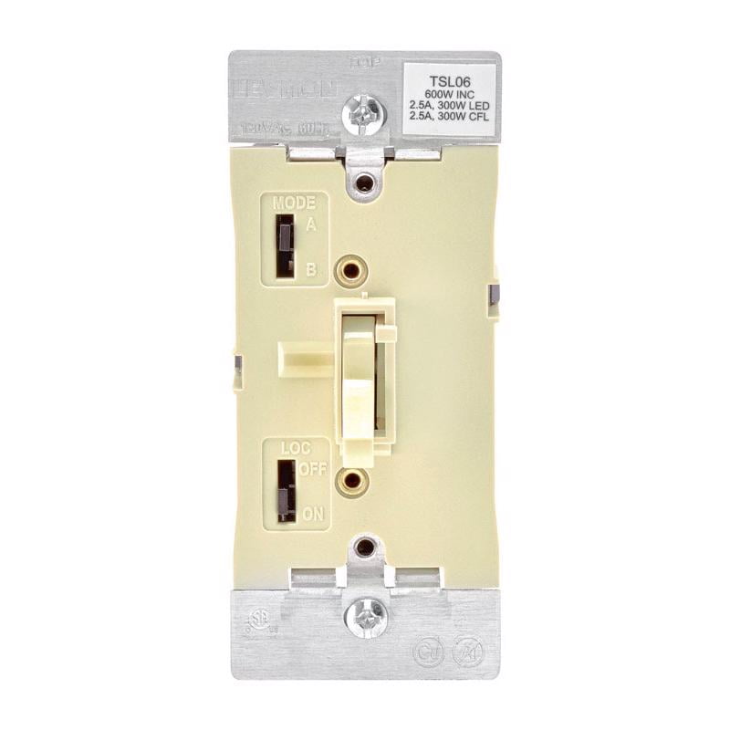 Leviton Ivory 600 W Toggle Dimmer Switch 1 pk